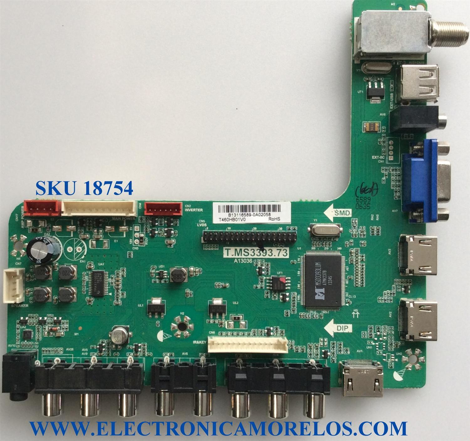 MAIN / WESTINGHOUSE B13116589 / B13116590 / T.MS3393.73 / F50TMS339373A002 / PANEL`S D460D3-GG53-COX / D460D3-GG53-C0X / DISPLAY T460HVN03.2 / MODELOS DW46F1Y2